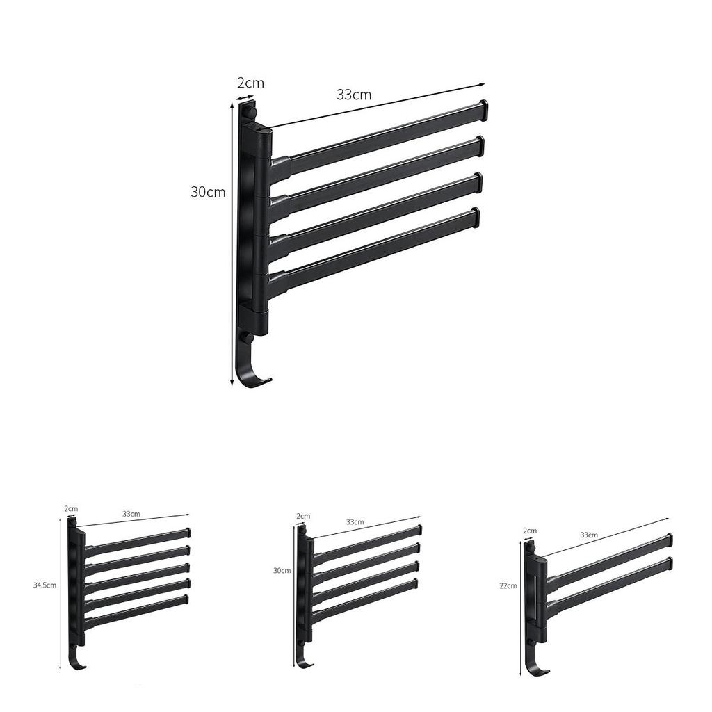 Modern Plastic Adhesive Hook Rack With Rotating Towel Bar For Bathroom And Dorm Use