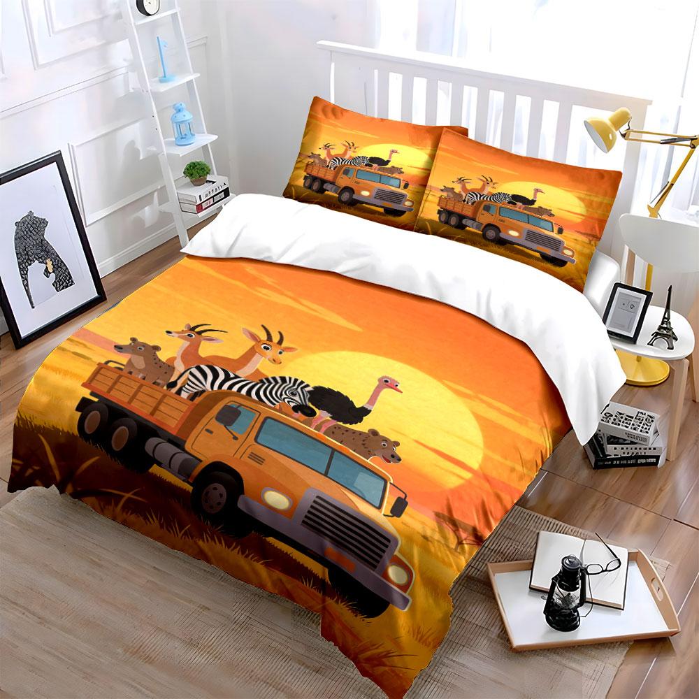 Truck carrying assorted animals. Bedding sets Duvet cover sets Duvet covers Pillowcases(1 * Duvet Cover 2 * Pillowcases, without duvet insert)