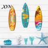 Wooden Surfboard Sign Hawaiian Wall Art, Tropical Beach Decor Sign, Summer Aloha Theme Hanging Plaque Durable for Living Room Kids Room, Coastal Ocean