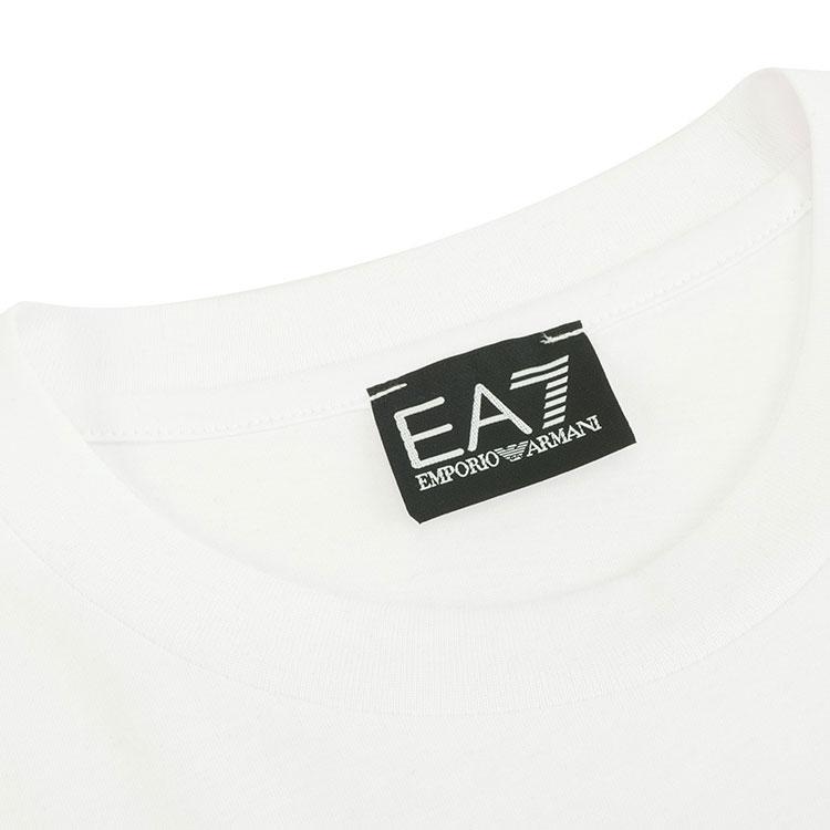 Emporio Armani EA7 T-Shirts Men's White Crew Neck Moderate Straight Fit 3LPT71-PJM9Z-1100
