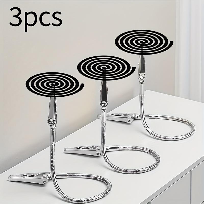 3pcs Metal Portable Vertical Mosquito Coil Holder Stand - Adjustable Dual Alligator Clips, Heat-Resistant & Anti-Tilt Design for Indoor/Outdoor Use