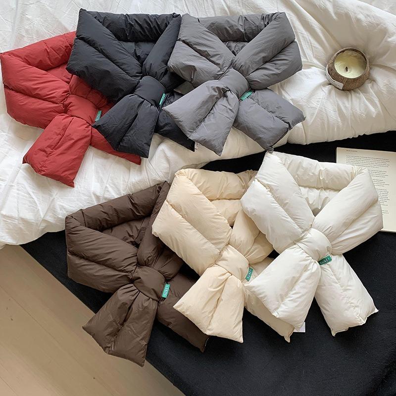 Scarf women's winter high-end sense new velvet thickened outdoor warm down cotton scarf scarf