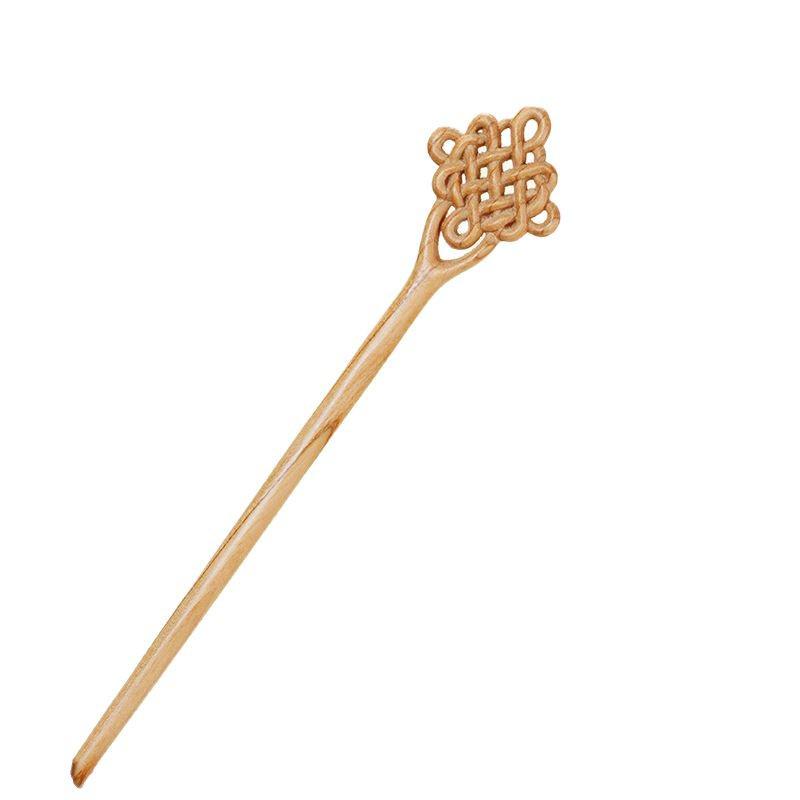 Hochwertige Haarnadel mit chinesischem Knoten aus Pfirsichholz - Neues Frühlingsstil-Haaraccessoire für Damen