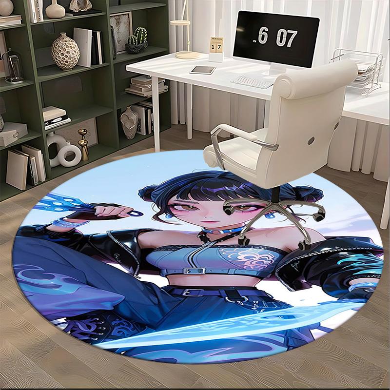 1 Stück Anime-Design Runder Teppich - Bürostuhlmatte