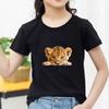 Kids Cotton T Shirt Cute Peeking Lion Cub Print Crew Neck Short Sleeve Tee Casual Breathable Boys Girls Summer Tops