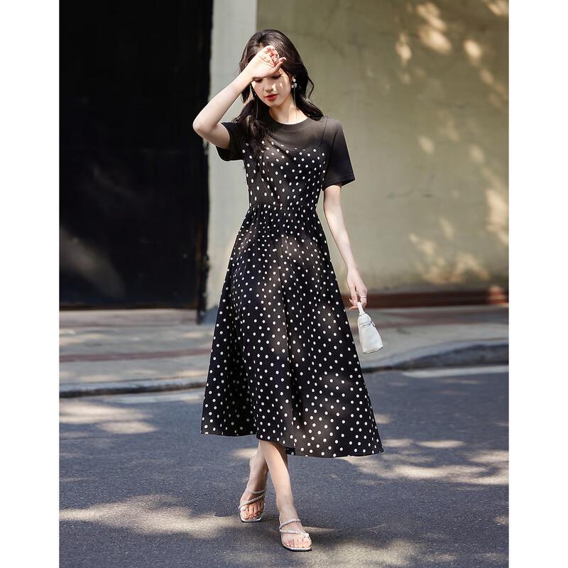 Demana Romantic Polka Dot Chiffon Dress