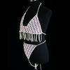 Womens Fashion Layered Pearl-Style Body Chain With Tassel Detail Festival Party Bikini Set