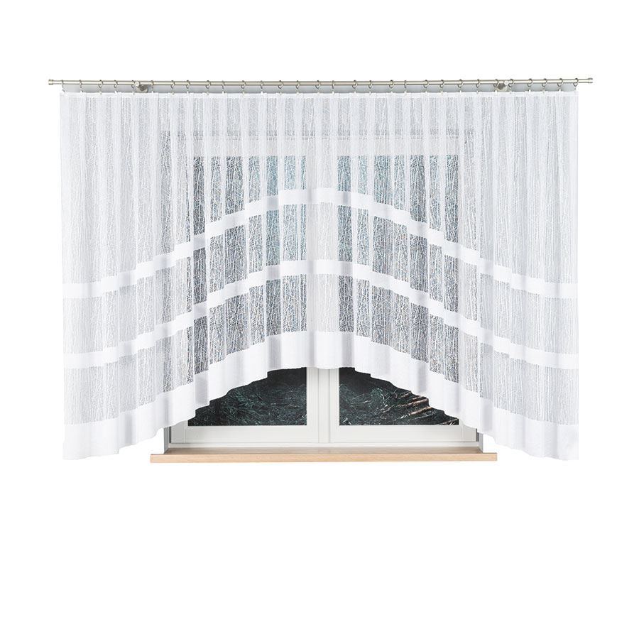 Wiktoria - Ready-made Jacquard Curtain with Bottom Trim - - White
