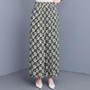 Women's Plus Size Cotton Silk Printed Wide Leg Pants, Elastic Waist Casual Summer Trousers (XL-5XL)