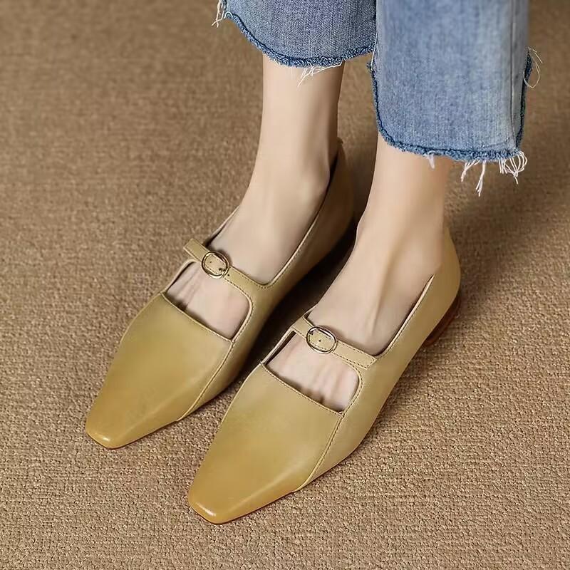 Fashion The New Small Square Toe Flat One-button Single Shoes From French Marie Jean for Summer 2025