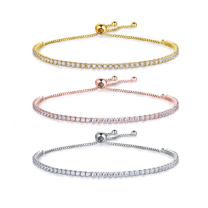 S925 Sterling Silver Zircon Full Diamond Bracelet for Women with Adjustable Push-pull Bracelet and Versatile Trendy Bracelet Accessories