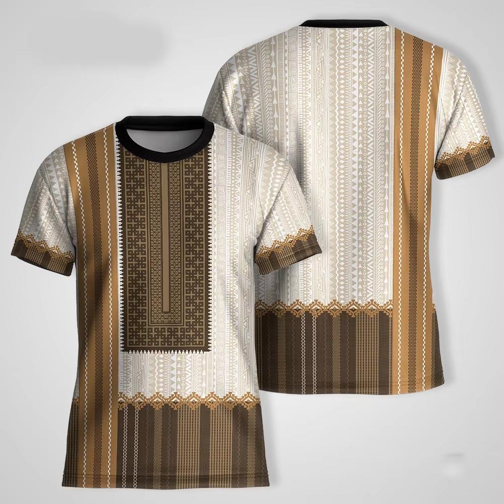 Summer Vintage Ethnic Tribal Style T-shirt Men T-shirt Short Sleeve O-neck Casual Tshirts Clothes Women Fashion Clothing Daily Tees Top