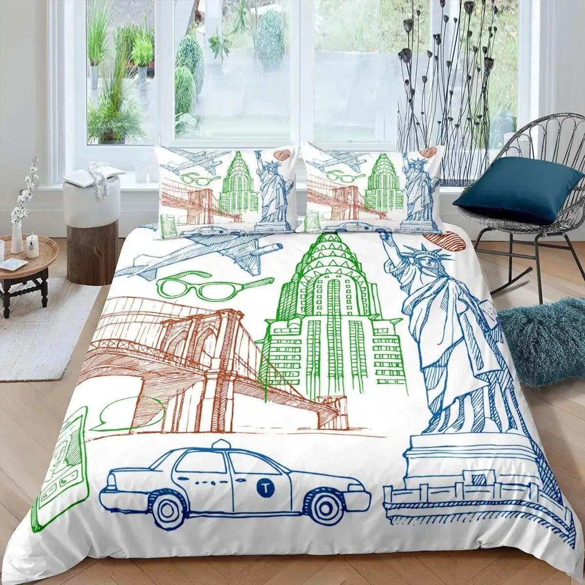 

Пододеяльник Статуя Свободы Хип-хоп Полный размер Знак мира Любовное сердце Комплект постельного белья Американские глаза Красочный полиэстеровый чехол для одеяла EU single(135x200cm)