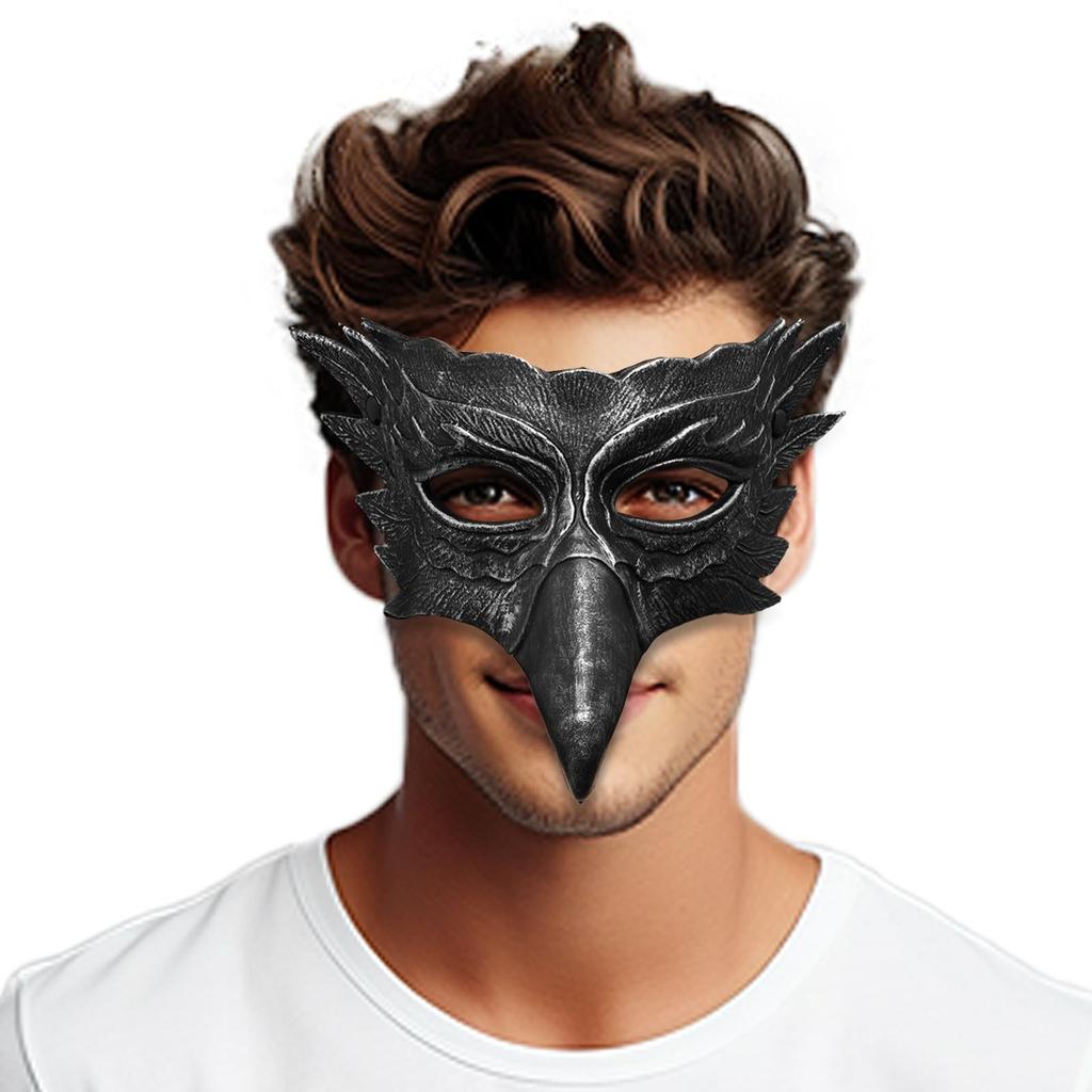 Halloween Krähenmaske Adler Vogel Halbgesichts-Maskerade Maske Tier Rabe Cosplay Kostüm Requisiten Erwachsene Frauen Männer