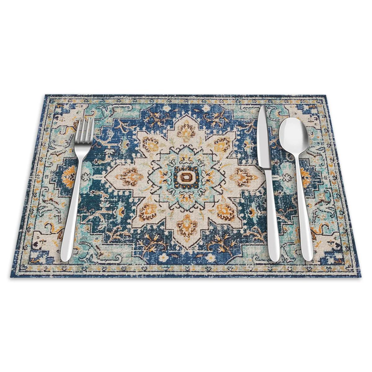 

1 шт. Ретро Абстрактные Бохо Цветы Мраморная Текстура Подставка под горячее Кухня Столовая Обеденный стол Противоожоговая Теплоизоляционная Подставка 1PC 30x45CM