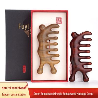Red Sandalwood Meridian Massage Comb Set – Natural Green Sandalwood Gua Sha Comb & Multi-functional Massage Comb Gift Box