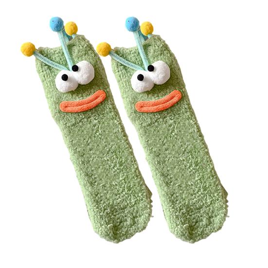 Funny Fuzzy Socks Cute Cartoon Fluffy Slipper Socks Women Men Warm Plush Crew Socks for Indoor Wear Sleep Holidays Birthdays Gift