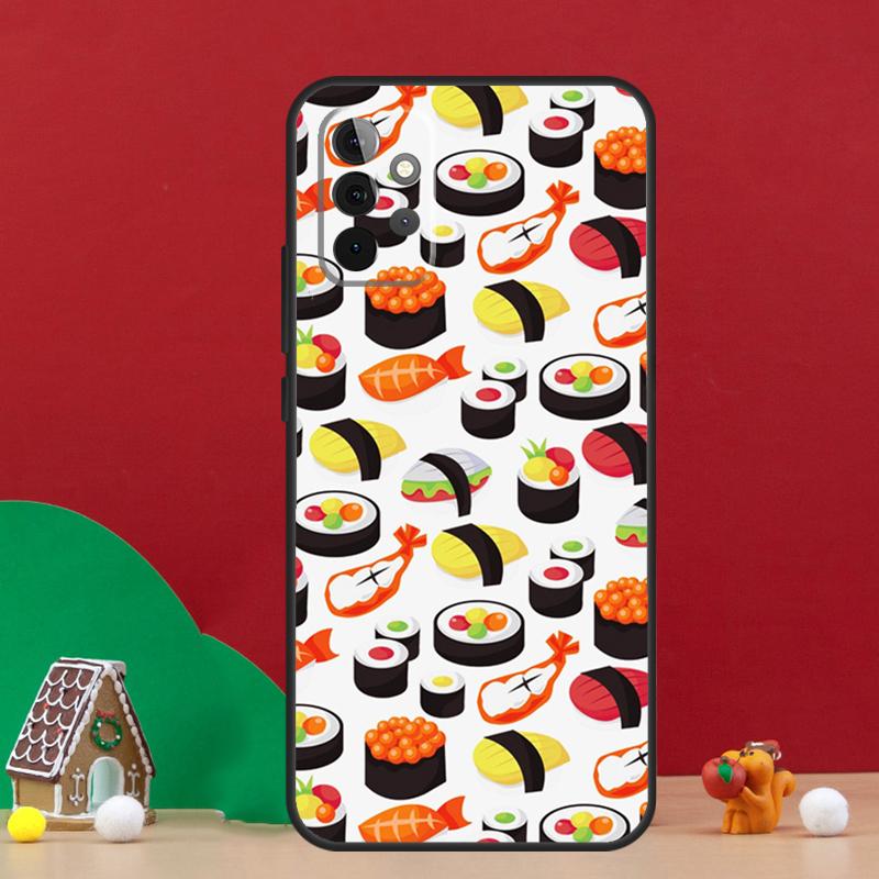 Kawaii Sushi Pattern Case For Samsung Galaxy A17 A06 A16 A56 A36 A54 A34 A14 A52 A32 A13 A23 A33 A53 A15 A35 A55