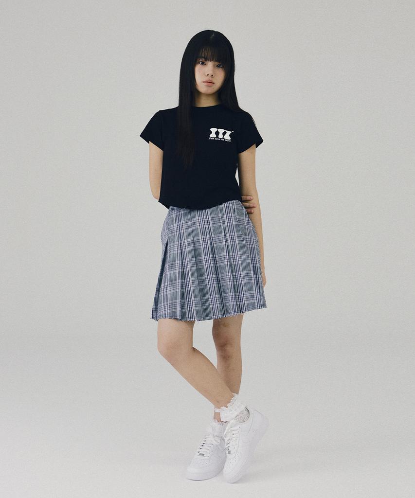 Isjabaibeu Pleats Check Skirt