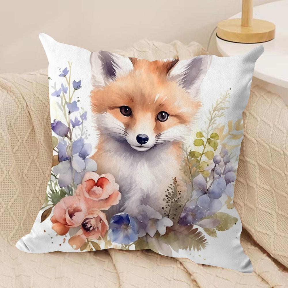 Fox printed Cushion Cover Soft Plush Fabric DoubleSided Printed Cushion Covers for All Seasons Modern HomeDecor Gift