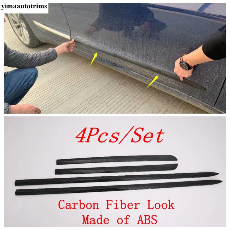 Car Side Door Body Molding Strip Anti-scratch Protector Cover Trim Fit For Tesla Model 3 2018 - Chrome Exterior Accessories