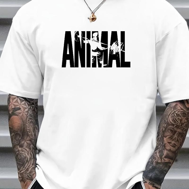 

Athlete Silhouette Print T-Shirt,Lightweight T-Shirt Breathable Cool, Comfortable Wear XXL белый