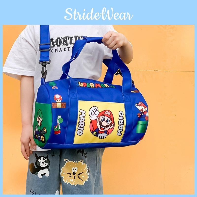 Super Kids Cartoon Mario And Anpanman Print Messenger Bag With Capacity High