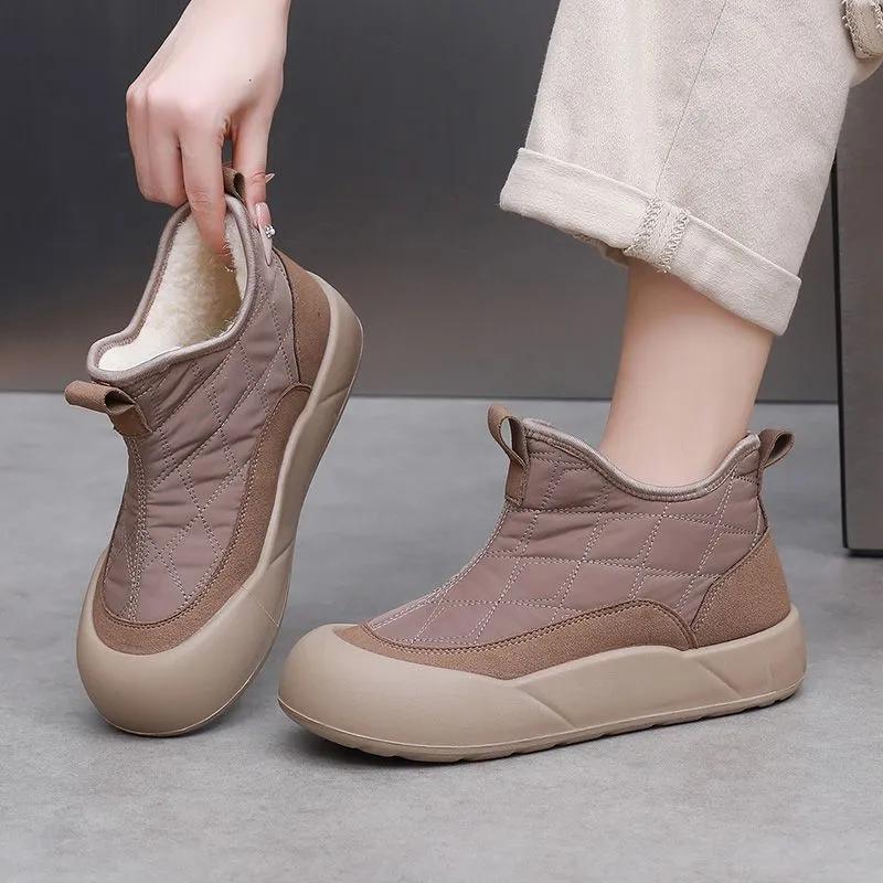 Winter Women's Snow Boots Warm Chunky Platform Snow Boots Non-Slip Water Resistant Ankle Booties Shoes Faux Fur Lining Walking Short Boots for Women