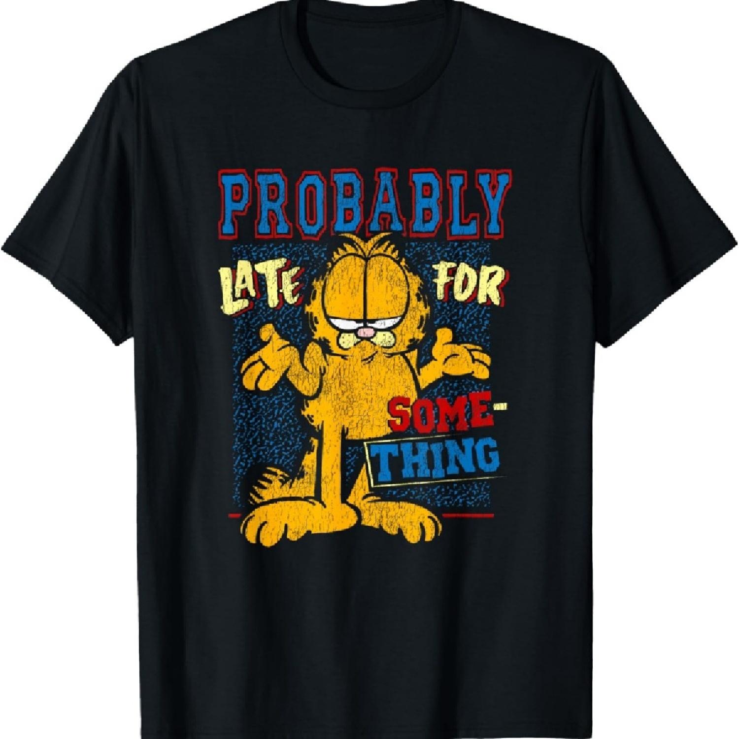 

Garfield Probably Late For Something Distressed Vintage T-Shirt XXXXXL чёрный