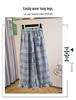 Women's Retro Plaid Wide-Leg Elastic Waist Pants