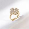 Zirconia Rotatable Flower Ring for Women - Niche Fashion, Light Luxury, Cool Style, Stress Relief, Open Design