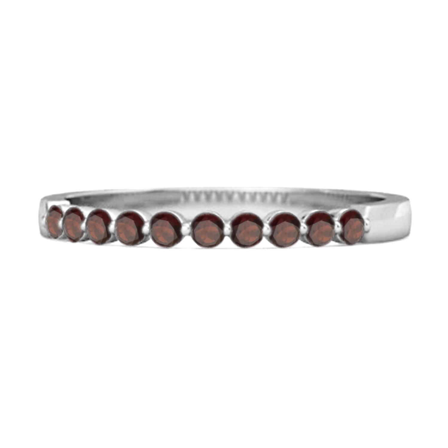 

Garnet Half Eternity Design Band Ring - 925 Sterling Silver 6.5 білий