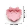 Heart-Shaped 3D Printed Jewelry Tray with Pink Bow, Elegant Decor for Table, Sink & Office Desk, Perfect for Jewelry Storage
