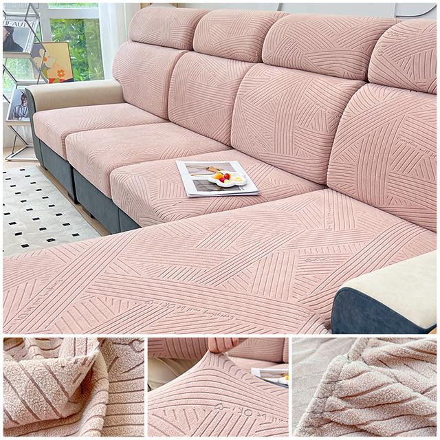 Jacquard Sofa Cover Adjustable Removable Sofa Seat Cushion Cover Polar Fleece Stretch Washable L Shape Corner Sofa Slipcovers