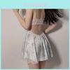 Vestido de Cetim com Recortes de Renda para Dormir e Lazer Feminino
