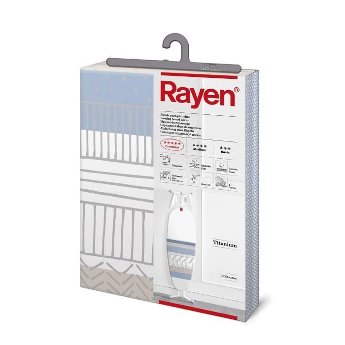 Housse Table À Repasser Premium Clip - 130 X 47 Cm - Blanc, Gris Et Bleu