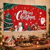 Santa Claus Wall Backdrop Christmas Banner, 71x43 Inches Sleigh Reindeer Snowman for Winter Wonderland Reusable Holiday Party Decorations, Indoor