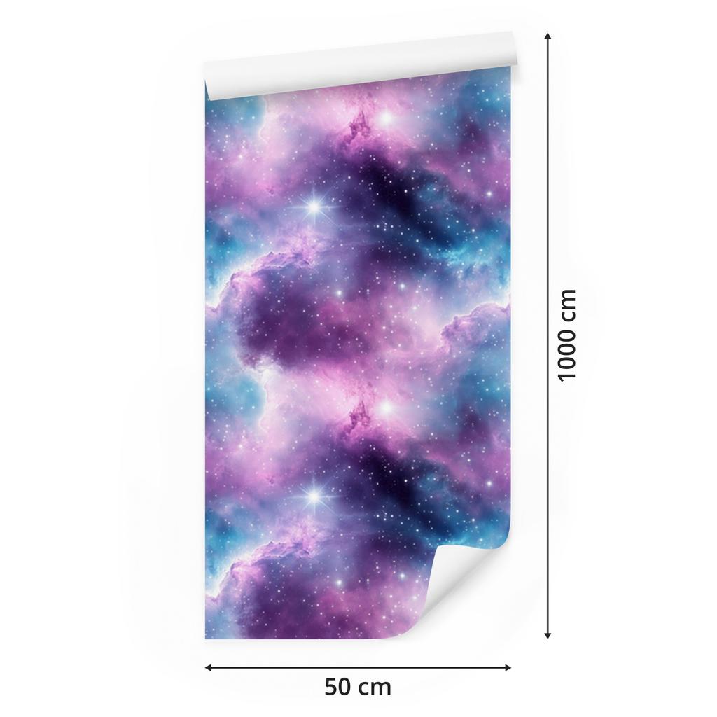 Watercolor Galaxy Wallpaper In Violet, Blue, Lavender and Azure 50x1000
