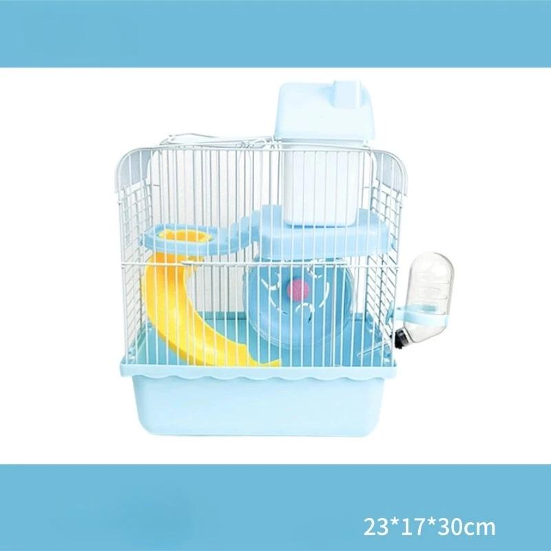 

Small Castle Hamster Cage Exterior Pet Cage Portable Cage Double Layer Hamster Golden Bear Big Castle Cage синий