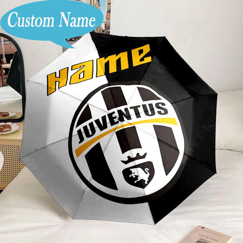 Custom Name Umbrella Juventus FC Crest Design Umbrella 8-Frame for Travel, Camping, Casual Lightweight Portable, Essential for Family Gifts