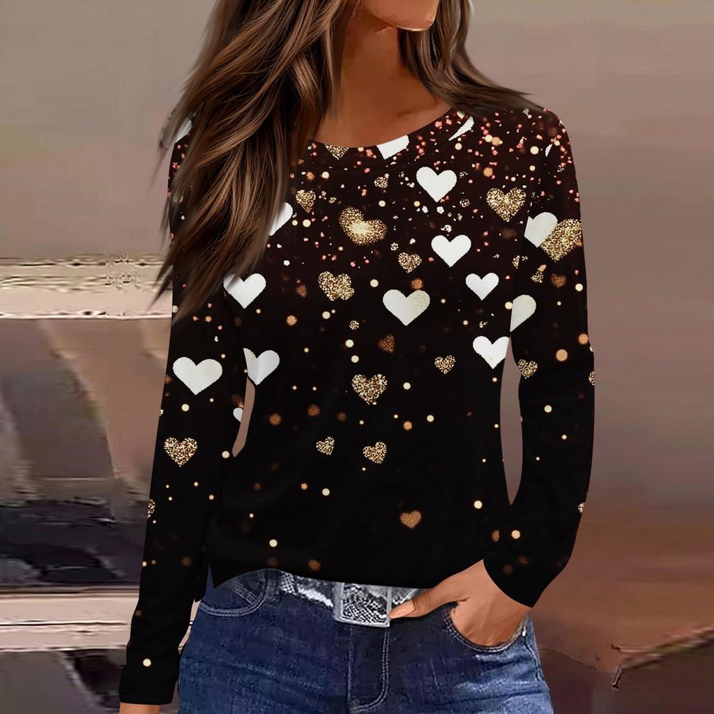 Dámská móda Ležérní Rozparek Lem s kulatým výstřihem Dlouhý rukáv Volný Tričko s potiskem Dámský Top