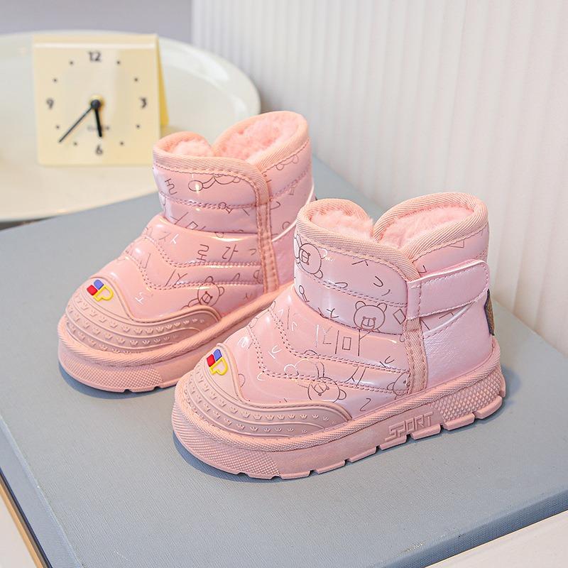 Dziewczęce antypoślizgowe śniegowce zimowe dziecięce polarowe ocieplane duże bawełniane buty nowe chłopięce buty zimowe na miękkiej podeszwie