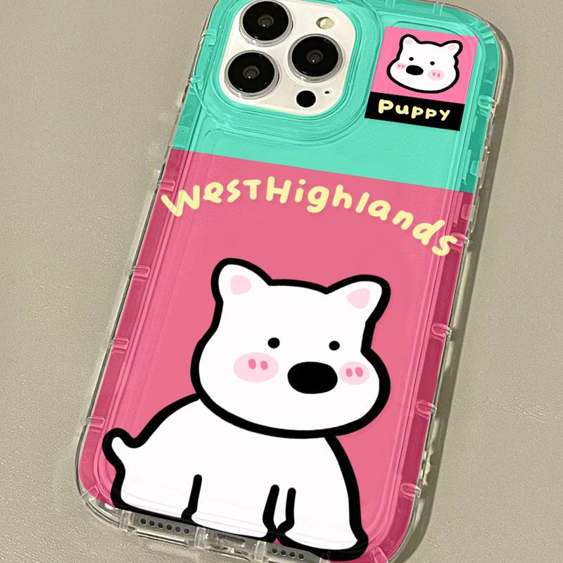 Cute cartoon puppy for iPhone17promax mobile phone case Apple 15 airbag 14/13 factory 16th generation