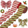 Christmas Wired Ribbon Featuring Glitter and Sequins for Use In For Present Wrapping Tree Decorations and Craft Projects