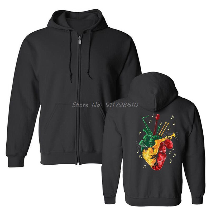Reggae Liebhaber Jamaikanisches Herz Reggae Musik Rastafari Hoodie Herren Kapuzenpullover Fleece Kapuzenpullover Sweatshirt Streetwear Harajuku