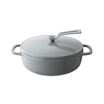 Vermicular Litý smaltovaný hrnec 22 cm, ústřicově šedý, bezvodý, vaření, pečení, speciální kniha receptů součástí balení, hrnec do trouby se 2 poklicemi [mělký], samostojný
