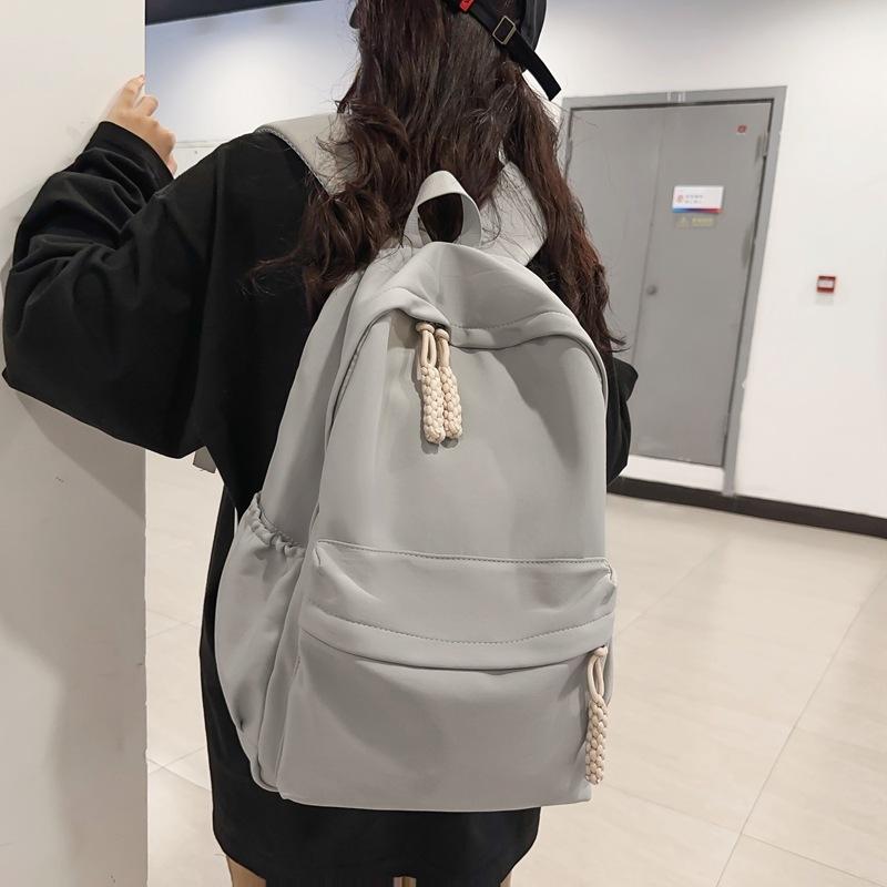 School bag girls' backpack large capacity junior high and high school students simple design niche college student men's backpack
