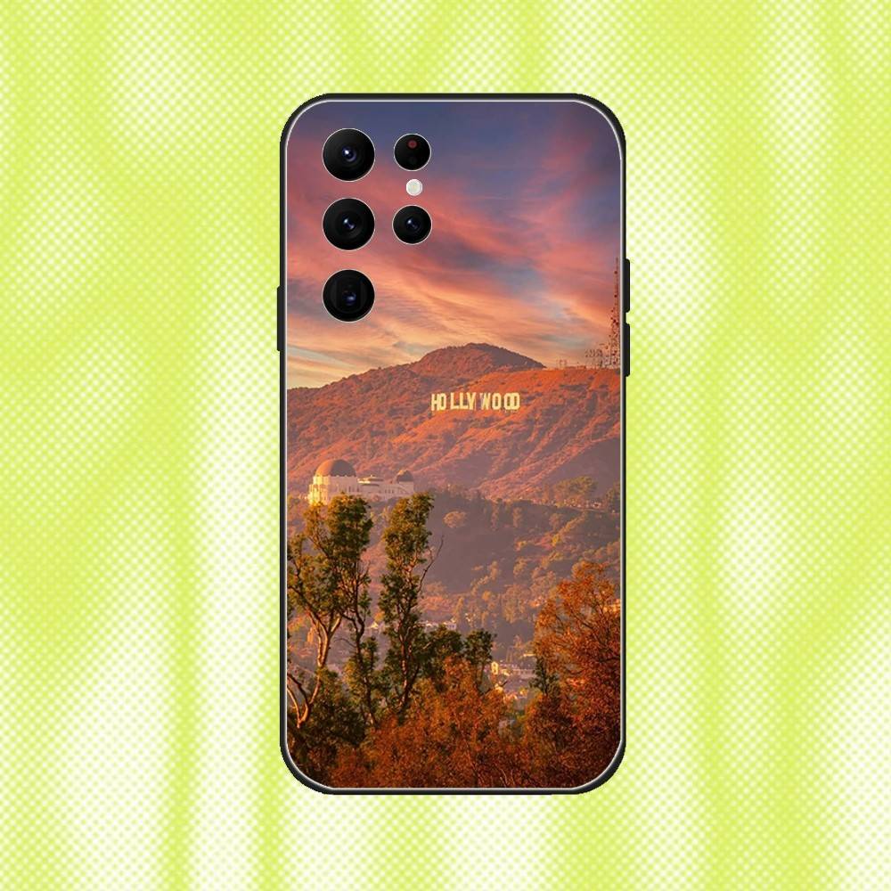 Travel Los Angeles California Phone Case For Samsung S 25,24,23,22,30,21,10,9,Ultra,Plus,Lite,FE,4,5G Black Soft Case