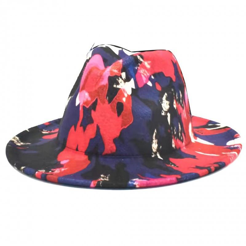 New Five-color Clown Colored Graffiti Stage Hat Performance Hat Big Brim Woolen Hat Jazz Top Hat Hat