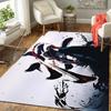 1Pc Dark Ink Swordsman Graphic Printed Flannel Rug Soft Non Slip Carpet for Bedroom Living Room Office Floor Outdoor Home Decor Xmas Gift Q1336